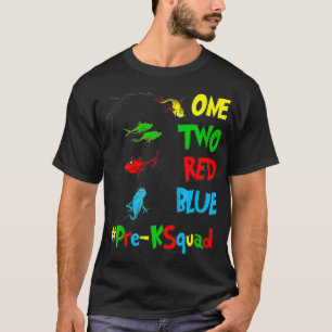 Lärare vid Ställen en två rödblå fisk f T Shirt