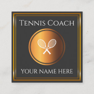 Lärare vid tennis Coach Teacher Guld Minimal Sport Fyrkantigt Visitkort