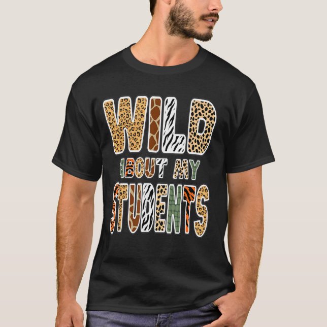 Lärare Vild Djurtryck T Shirt (Framsida)