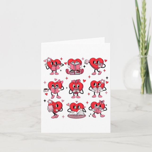 Lärare Wo vid Ljuny Reading Heart Bok Valentines d Kort (Framsida)