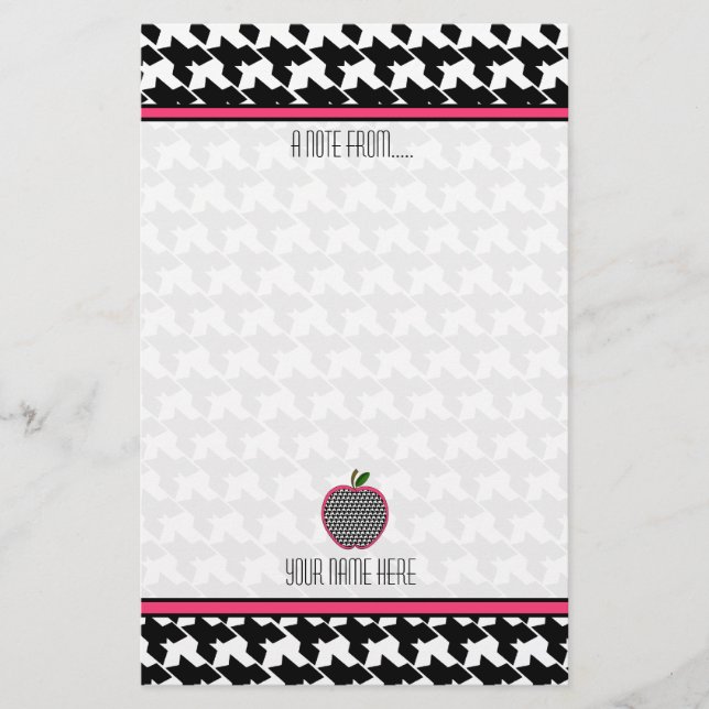 Lärarebrevpapper - Houndstooth Apple Brevpapper (Framsida)