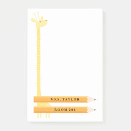 Läraregiraffet som personligen postar den, noterar post-it block