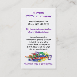 Lärarehåll det tillsammans Paperclips info Visitkort