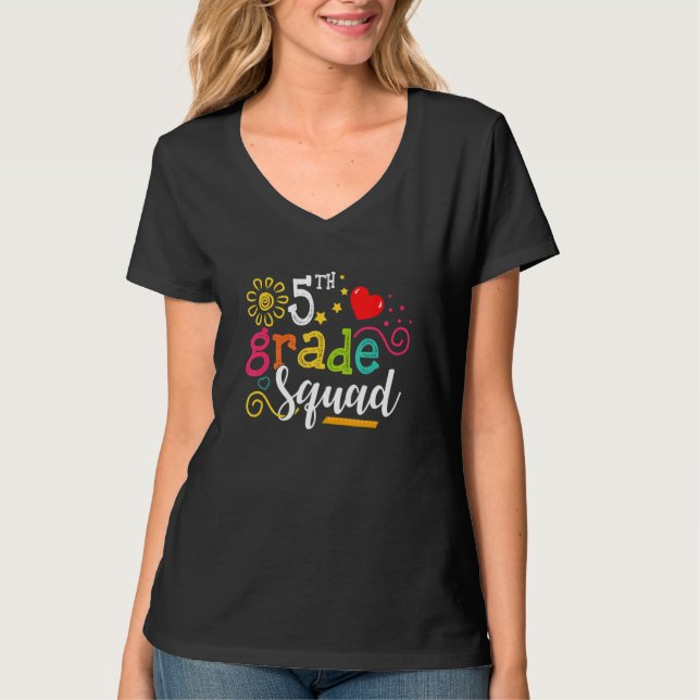 Läraren Back to school vid femte Klass-torget Stud T Shirt (Framsida)