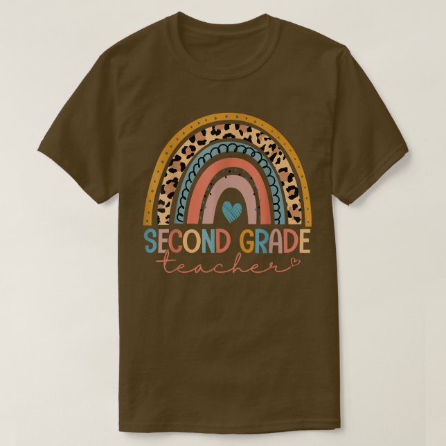Läraren i andra Klass leopard leopard Rainbow till T Shirt (Design framsida)