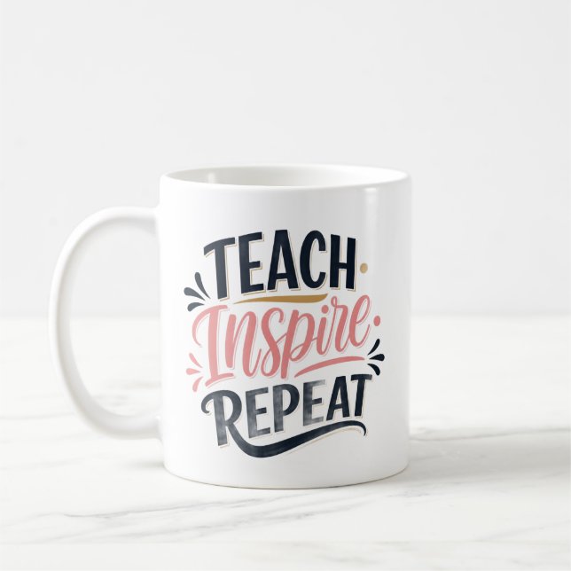 Läraren Inspirerar Upprepa Lärarpresent Kaffemugg (Vänster)