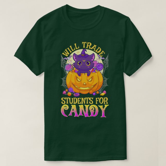 Läraren kommer att handla med Studenter för Candy  T Shirt (Design framsida)