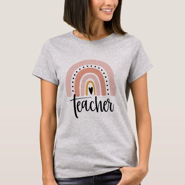 Läraren lär Älskar Inspirera Gåva Regnbåge  T Shirt (Framsida)