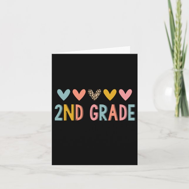 Läraren Leopard Hearts Back to school 2:a Klass Kort (Framsida)