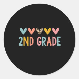 Läraren Leopard Hearts Back to school 2:a Klass Runt Klistermärke