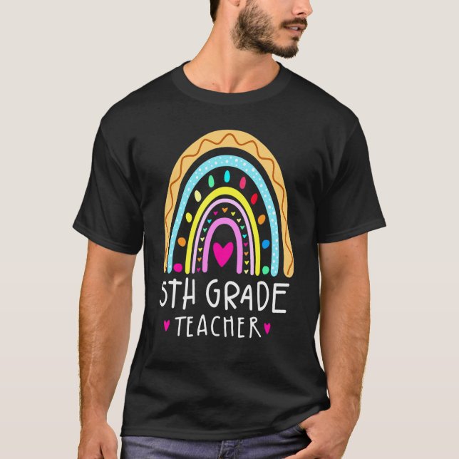 Läraren Leopard Rainbow första dagen i Klass T Shirt (Framsida)