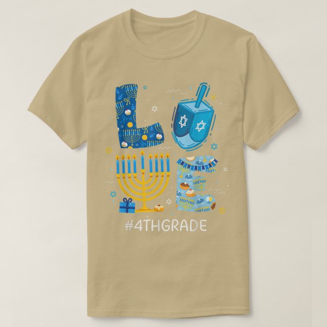 Läraren Menorah Jewish Hanukk (Funny KÄRLEK 4:e Kl T Shirt (Design framsida)