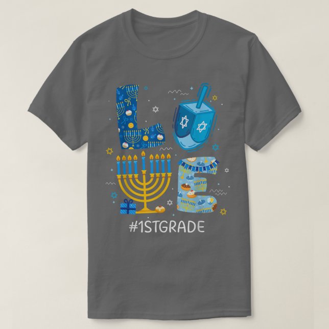 Läraren Menorah Jewish Hanukk (KÄRLEK 1:a Klass) T Shirt (Design framsida)