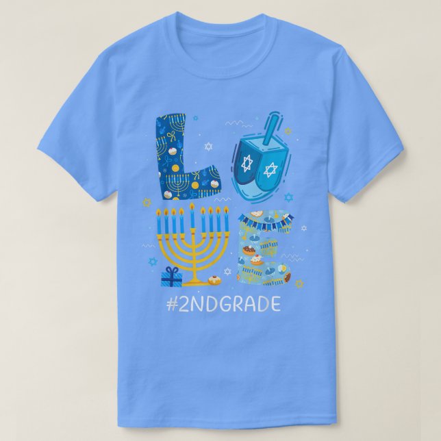 Läraren Menorah Jewish Hanukk, KÄRLEK 2:a Klass T Shirt (Design framsida)