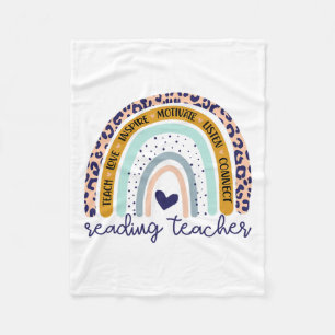 Läraren Rainbow Leopard Skriv ut Läsare Fleecefilt