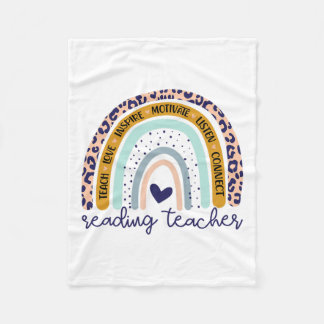 Läraren Rainbow Leopard Skriv ut Läsare Fleecefilt