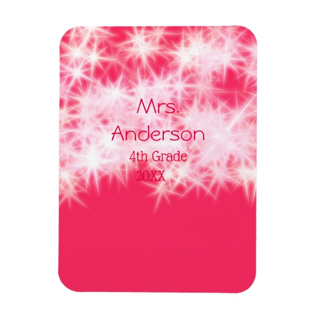 Läraren Red rosa glitter gnistra Back to school ap Magnet (Vertikal)