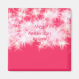 Läraren Red rosa glitter gnistra Back to school ap Magnet