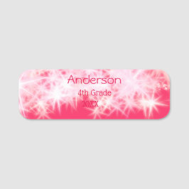 Läraren Red rosa glitter gnistra Back to school ap Namnbricka