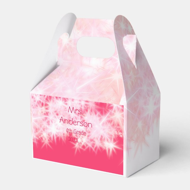 Läraren Red rosa glitter gnistra Back to school ap Presentaskar (Framsidan Sidan)