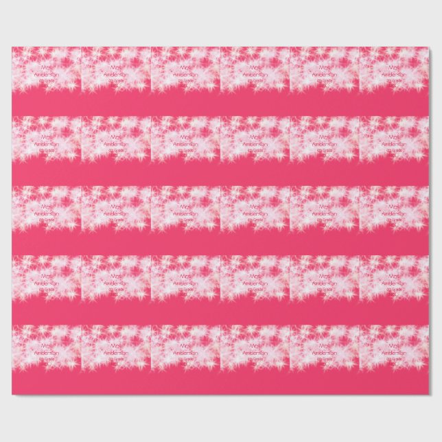 Läraren Red rosa glitter gnistra Back to school ap Presentpapper (Platt)