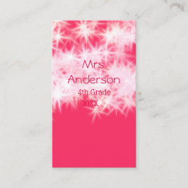 Läraren Red rosa glitter gnistra Back to school ap Visitkort