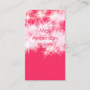 Läraren Red rosa glitter gnistra Back to school ap Visitkort