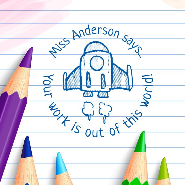 Läraren säger ur den här Anpassningsbarna Rocket Självfärgande Stämpel (Skapare uppladdad)