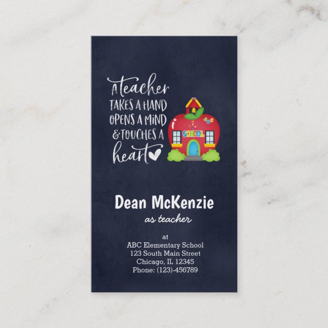 Läraren tar hand om en visitkort (Framsida)