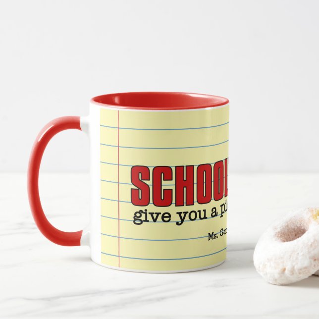 Lärarens ädla Biet i Mind Red och Gult Namn Mugg (Med munk)