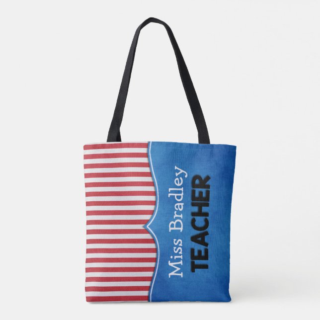 Lärarens Anpassningsbar Patriotic Tote Bag Tygkasse (Baksida)