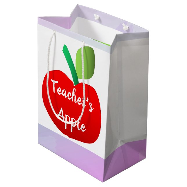 Lärarens apple Rainbow Rand White Gift Bag (Baksidan Vinklad)