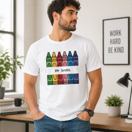 Lärarens färgglada kritasklåda delat namn klassrum t shirt