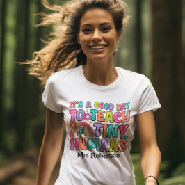 Lärarens färgglada retro-citat t-shirt