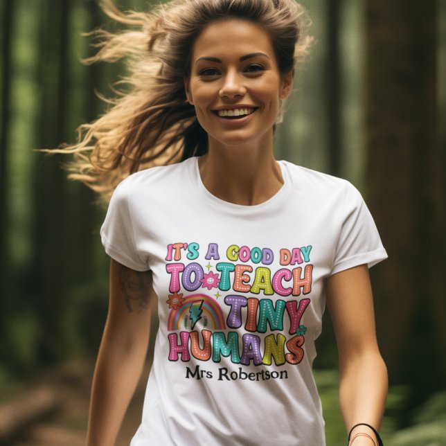 Lärarens färgglada retro-citat t-shirt (Skapare uppladdad)