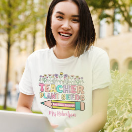 Lärarens färgglada retro-citat t-shirt