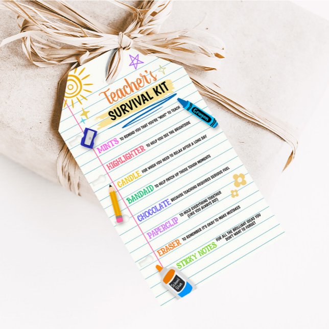 Lärarens favoritmärken för överlevnadssatsen Back  Presentetikett (Teacher's Survival Kit Favor Tags)