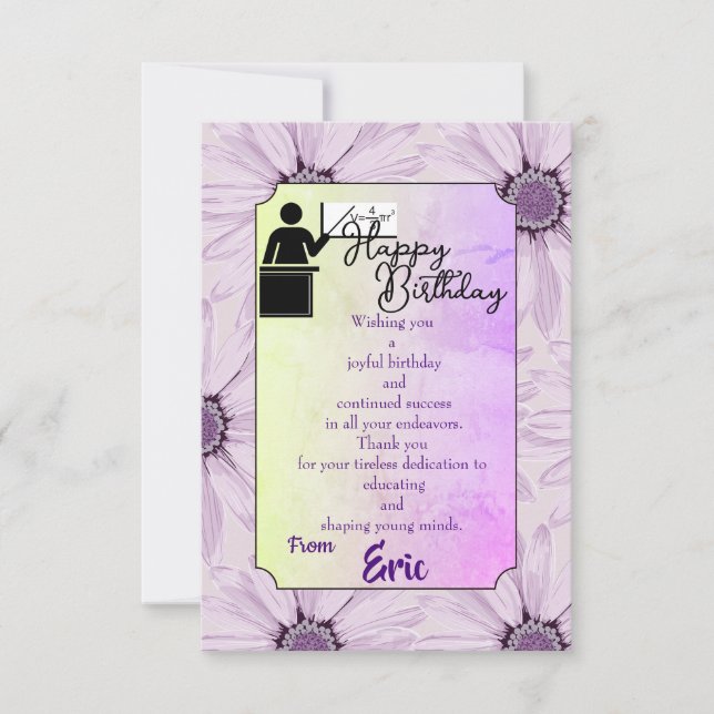 Lärarens födelsedag kort (Framsida)