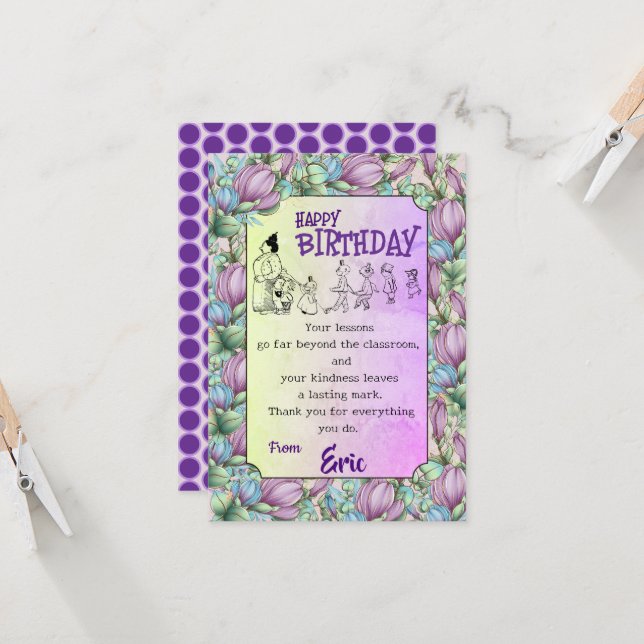 Lärarens födelsedag kort (Fram/Back In Situ)