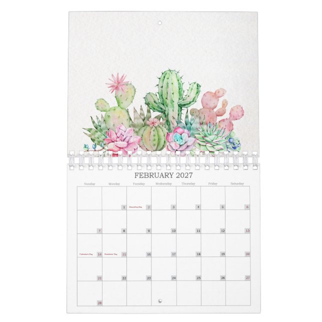 Lärarens klassrums kaktus planerare & kalender  (Feb 2027)