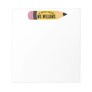 Lärarens klassrums penna anpassat namn anteckningsblock