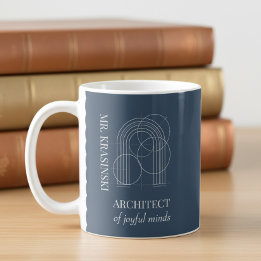 Lärarens namn Arkitekt för glada sinnen Blå Kaffemugg