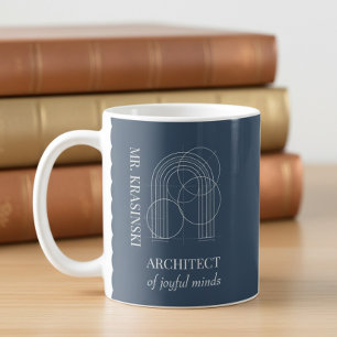 Lärarens namn Arkitekt för glada sinnen Blå Kaffemugg