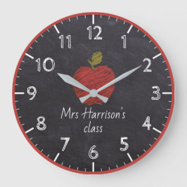 Lärarens Namn Faux Chalkboard Classroom Clock Stor Klocka