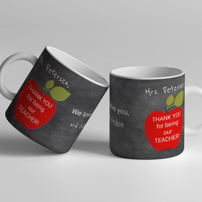 Lärarens namn | Röd äpple tavla tack Kaffemugg (Skapare uppladdad)