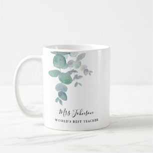 Lärarens present eukalyptusgrönska kaffemugg