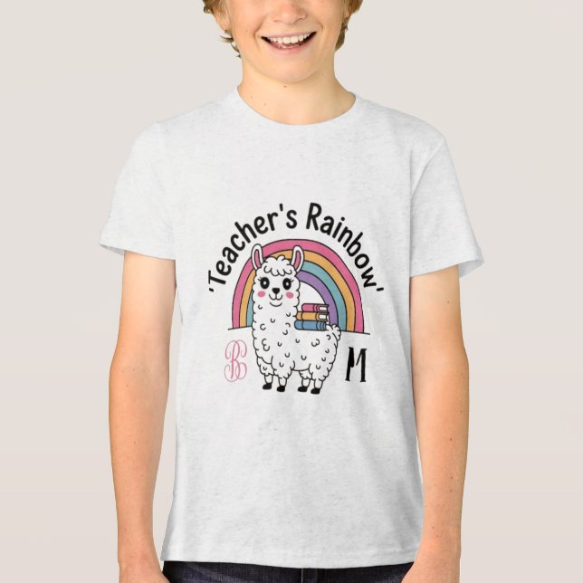 "Lärarens regnbåge" Kids' T-Shirt - Cute Llama, Ra (Framsida)