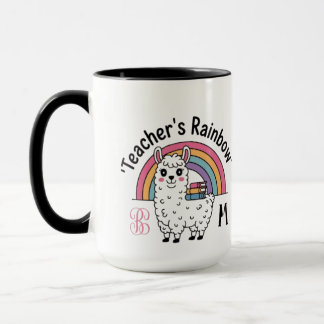 "Lärarens regnbåge" Mugg - Cute Llama, Bokar & Rai