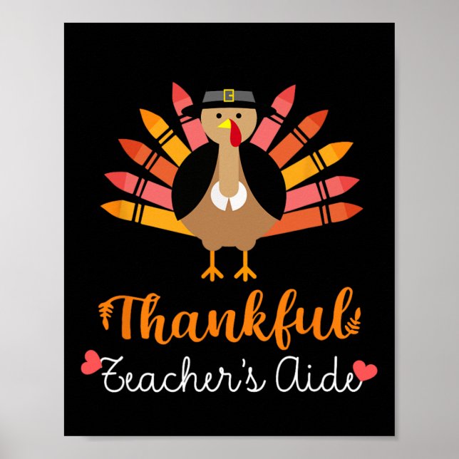 Lärarens Thanksgiving Aidae Fall Cute Turkey Penci Poster (Framsidan)