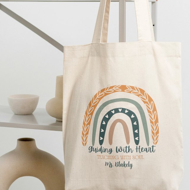Lärarens uppskattning av den inspirerande citattec tygkasse (Inspirational Cute Rainbow Teacher Apprecition Tote Bag)